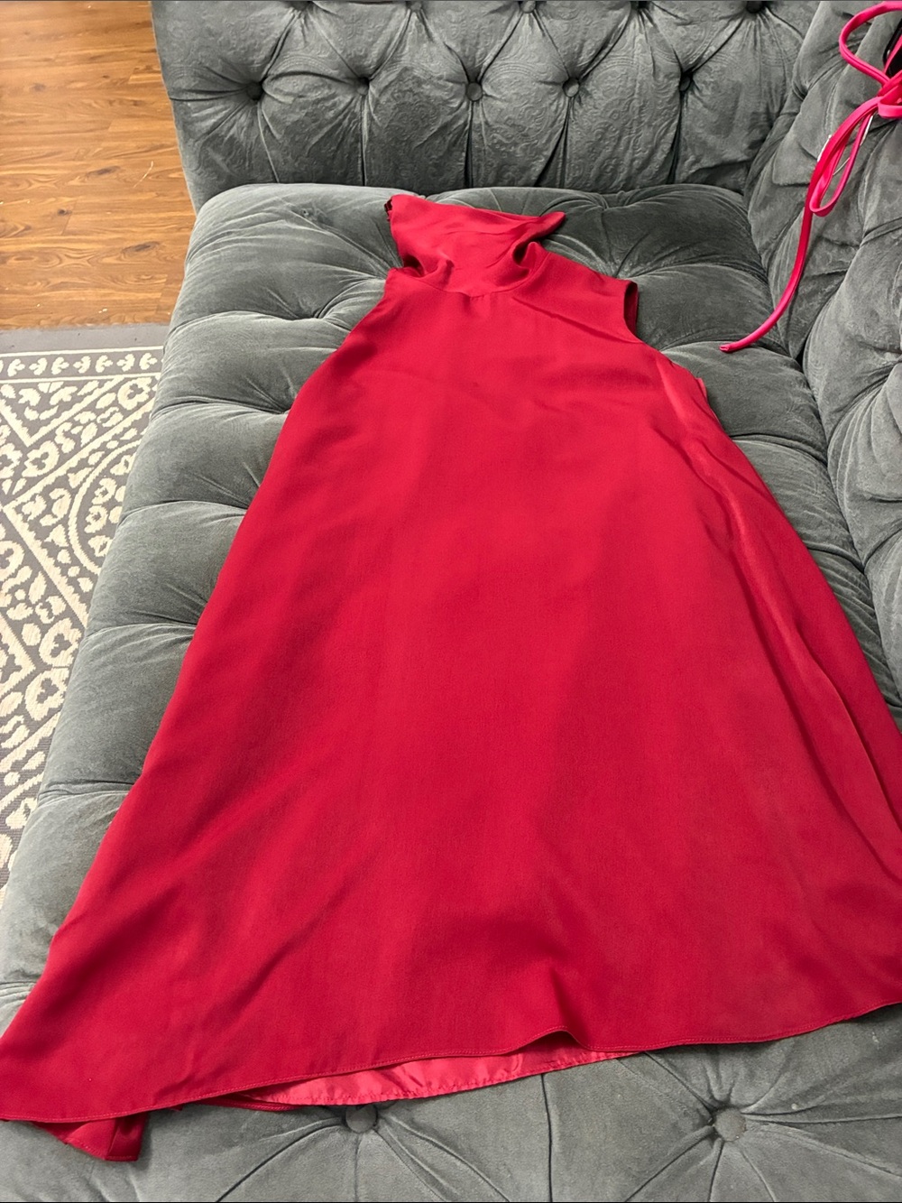 Girls' Red Mock Neck Formal Dress - Classic A-Line